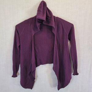 Express Hooded Waterfall Open Cardigan Sweater Womens Medium Purple Long Sleeve